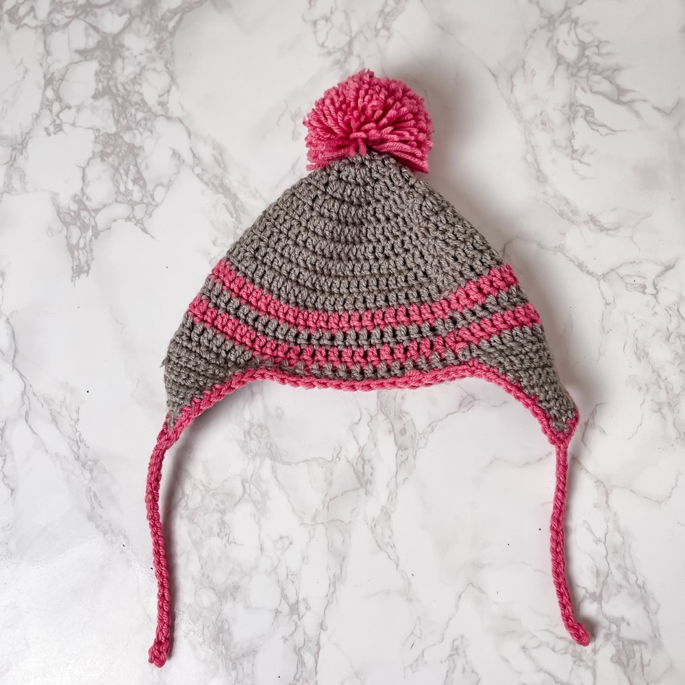 Handmade Knit Pom Hat with War Flaps